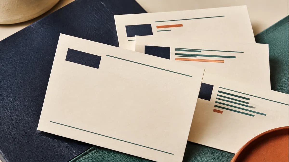 Illustration: Business-card layouts showing different arrangements of blocks and open space