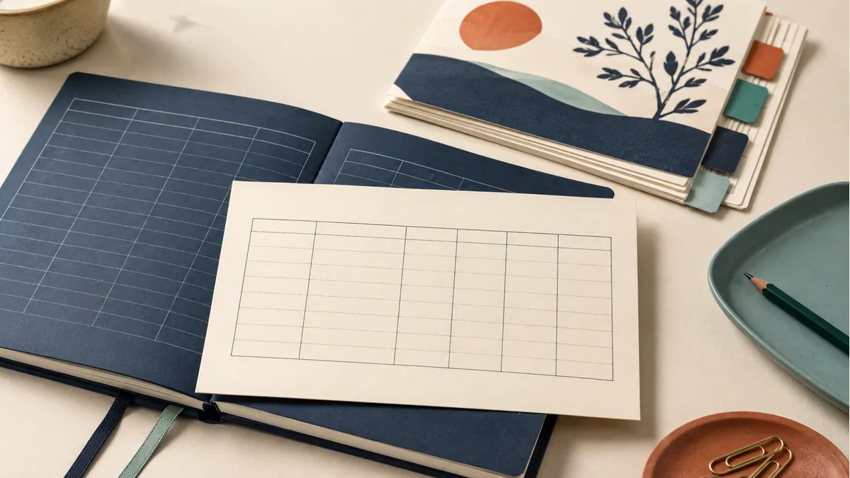 Illustration: Blank response grid on a record notebook beside tabbed campaign cards