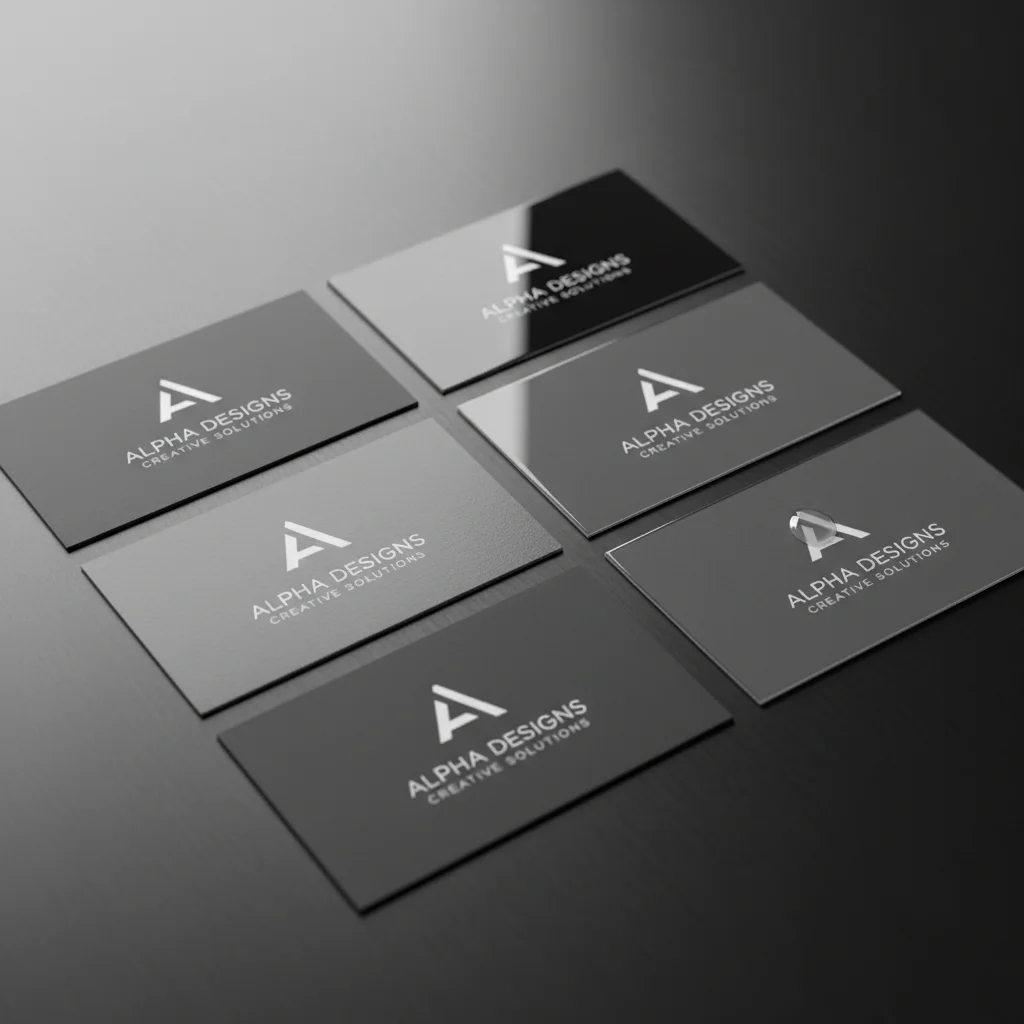 Comparison of matte, gloss, UV coating, and spot UV finishes on business cards