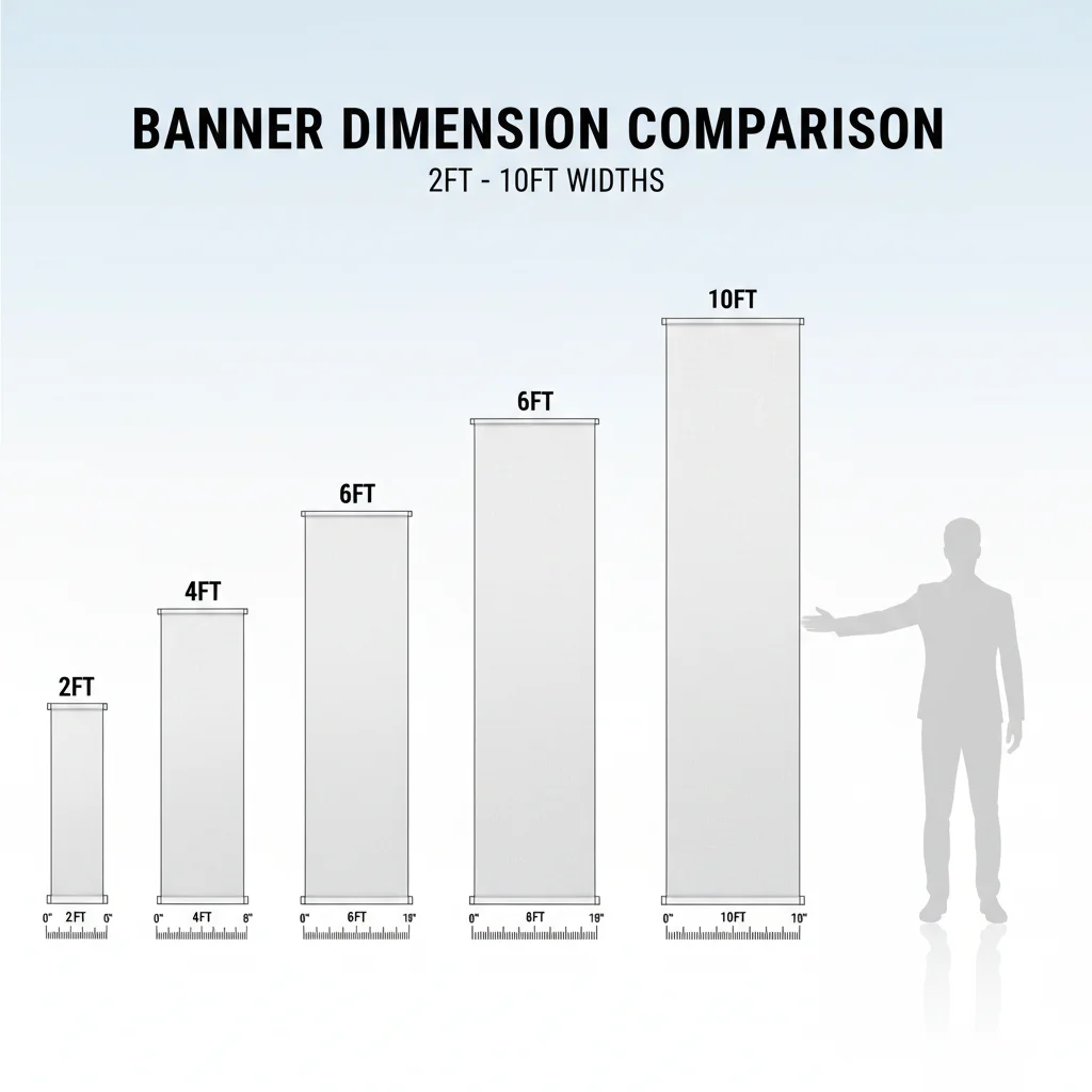 Large format printing size chart showing banner and poster dimensions
